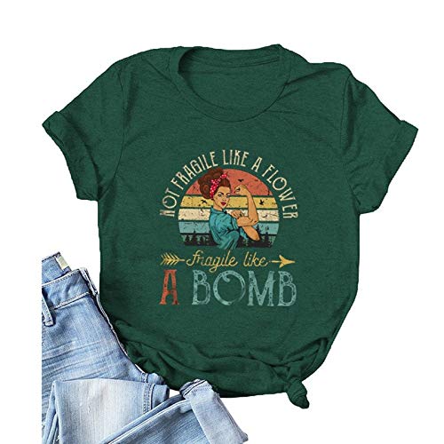 Women Not Fragile Like A Flower Fragile Like A Bomb Graphic T-Shirt