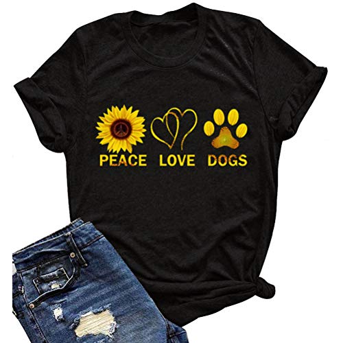 Women Peace Love Dogs T-Shirt Dog Mom Shirt