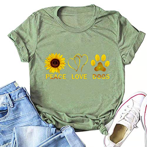 Women Peace Love Dogs T-Shirt Dog Mom Shirt