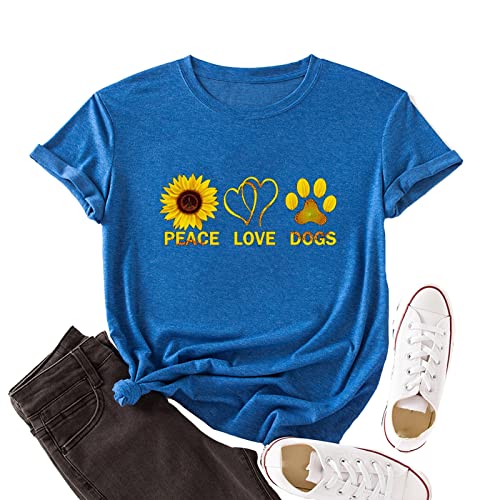 Women Peace Love Dogs T-Shirt Dog Mom Shirt