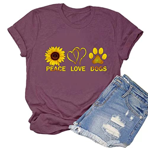 Women Peace Love Dogs T-Shirt Dog Mom Shirt