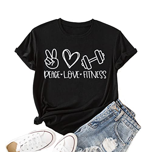 Women Peace Love Fitness Shirt Fitness Shirts