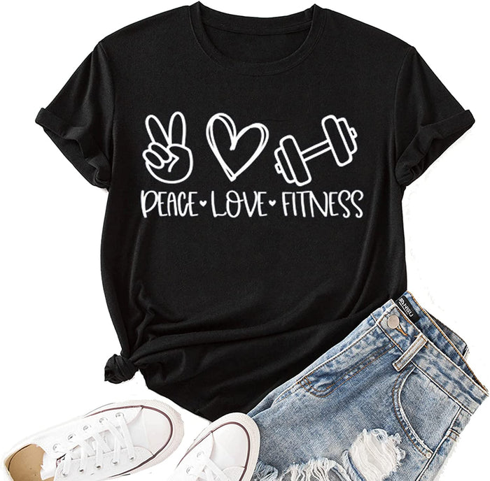 Women Peace Love Fitness Shirt Fitness Shirts