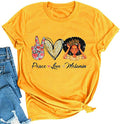 Women Peace Love Melanin T-Shirt Melanin Graphic T-Shirt Afro Woman T-Shirt