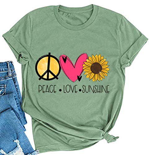 Women Peace Love Sunflowers T-Shirt Sunshine Shirt