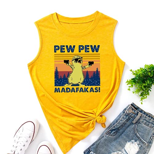 Women Pew Pew Madafakas Tank Funny Pew Pew Cat Shirt