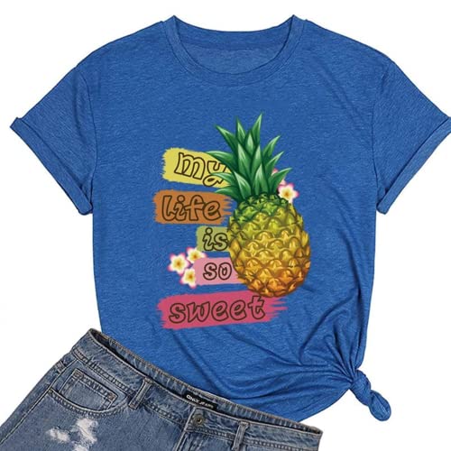 Women Pineapple Summer T-Shirt My Life is So Sweet Tees Tops