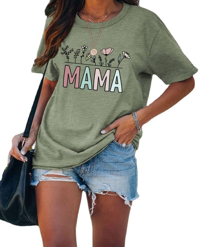 Women Plant Mama Tee Shirt Funny Gardening Graphic Tee Tops