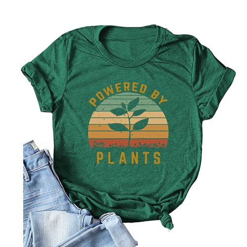 Women Powered by Plants T-Shirt Plants Tee Women Graphic Shirt