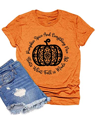 Women Pumpkin Spice and Everything Nice T-Shirt Halloween Pumpkin Shirt