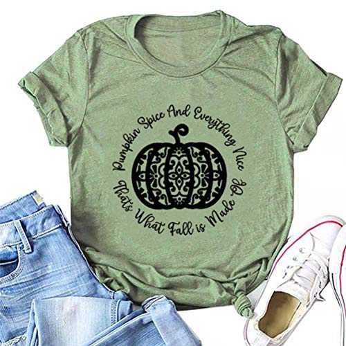 Women Pumpkin Spice and Everything Nice T-Shirt Halloween Pumpkin Shirt