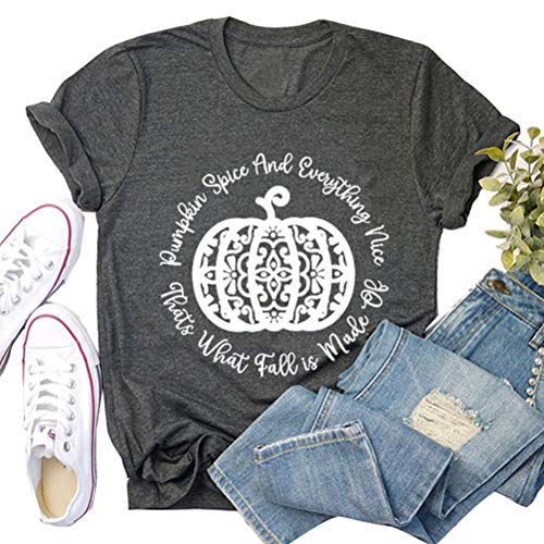 Women Pumpkin Spice and Everything Nice T-Shirt Halloween Pumpkin Shirt