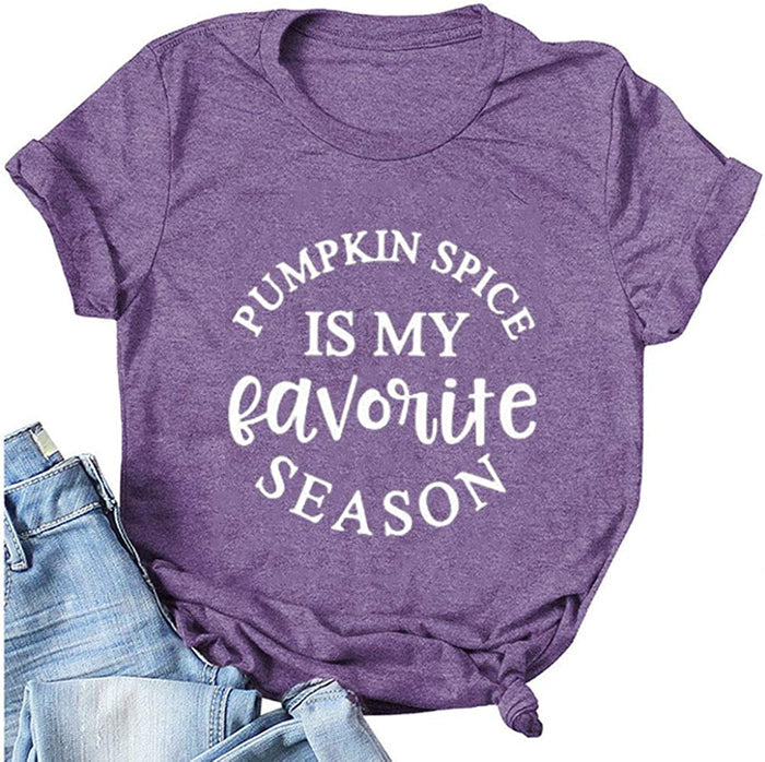 Women Pumpkin Spice is My Favorite Season Shirt T-Shirt Halloween Pumpkin Shirt