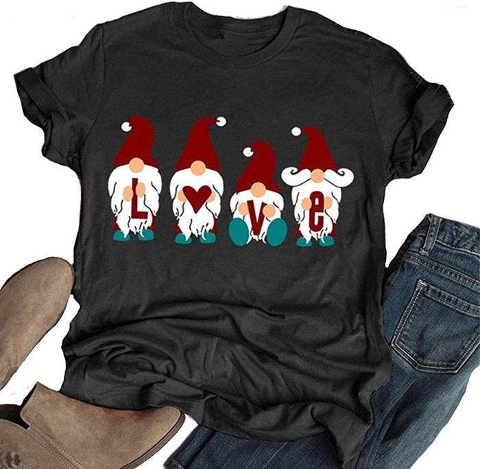 Women Santa T-Shirt Love Christmas T-Shirt