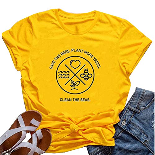 Women Save The Bees Plant More Trees Clean The Seas T-Shirt