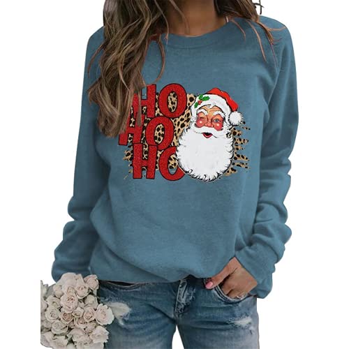 Women Vintage Santa Sweatshirt Ho Ho Ho Merry Christmas Shirt