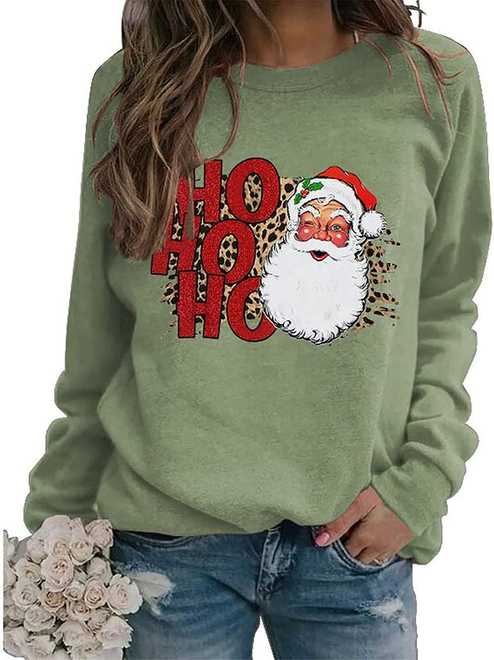 Women Vintage Santa Sweatshirt Ho Ho Ho Merry Christmas Shirt