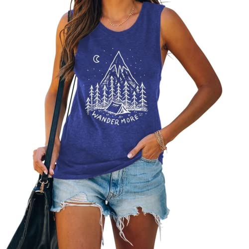 Women Wander More Shirt Adventure Outdoor Camping Graphic Tank Tops