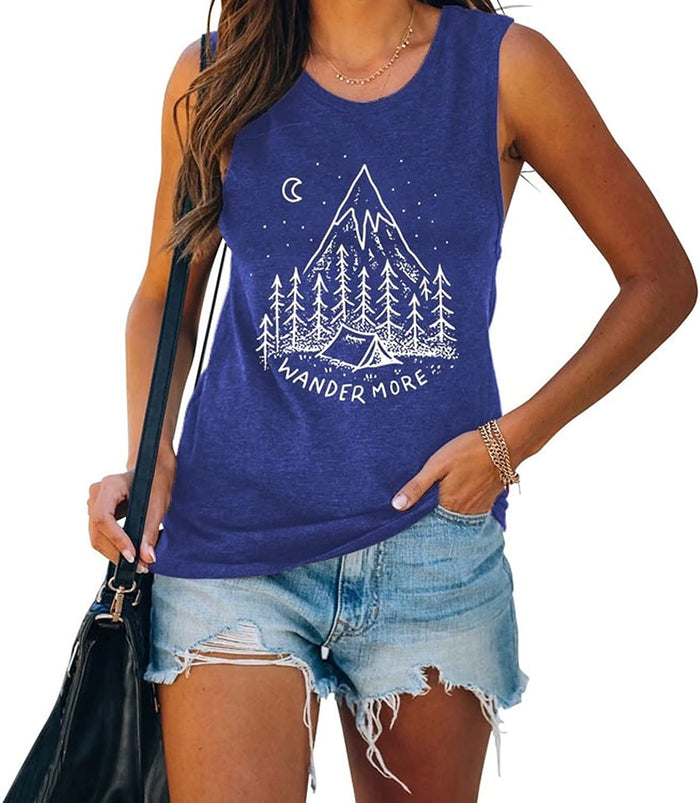 Women Wander More Shirt Adventure Outdoor Camping Graphic Tank Tops