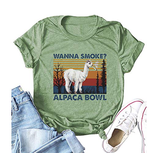 Women Wanna Smoke Alpaca Bowl T-Shirt Vintage Alpaca Bowl Graphic Shirt
