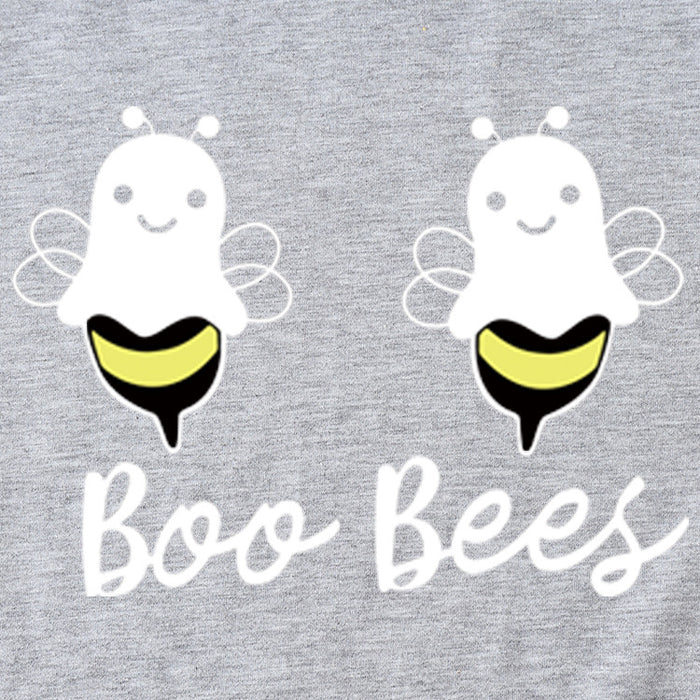 Womens Boo Bees Cute Pattern Printed Round Neck Short Sleeve T-shirt