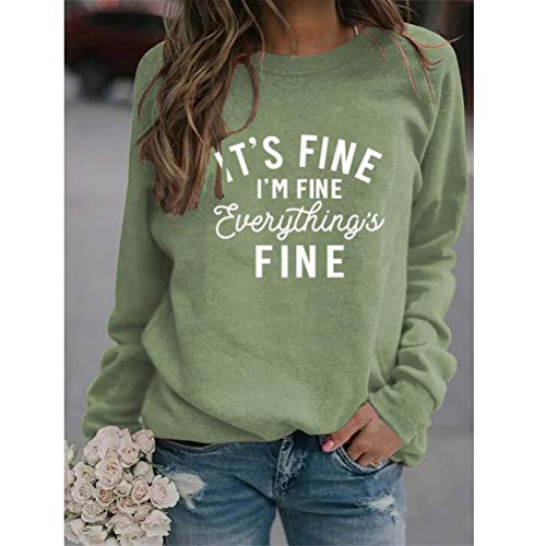 Women's Casual Sweater It's Fine I'm Fine Everything is Fine Round Neck Loose Bottom Shirt Female