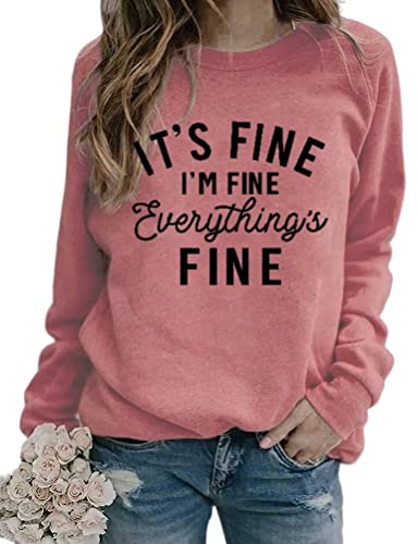 Women's Casual Sweater It's Fine I'm Fine Everything is Fine Round Neck Loose Bottom Shirt Female