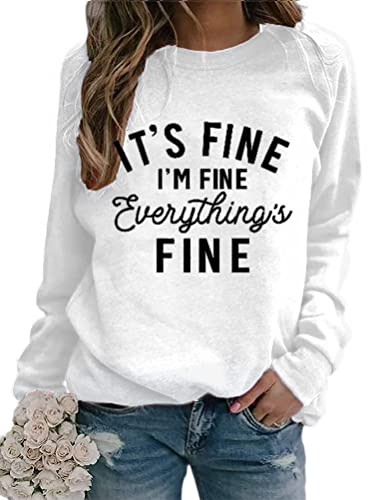 Women's Casual Sweater It's Fine I'm Fine Everything is Fine Round Neck Loose Bottom Shirt Female
