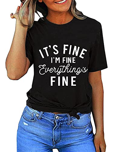 Women's Casual Sweater It's Fine I'm Fine Everything is Fine Round Neck Loose Bottom Shirt Female