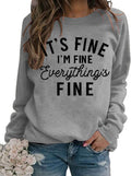 Women's Casual Sweater It's Fine I'm Fine Everything is Fine Round Neck Loose Bottom Shirt Female