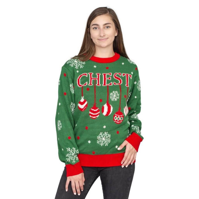 Couples Chest Nuts Snowflakes Christmas Tree Ugly Christmas Sweater 14