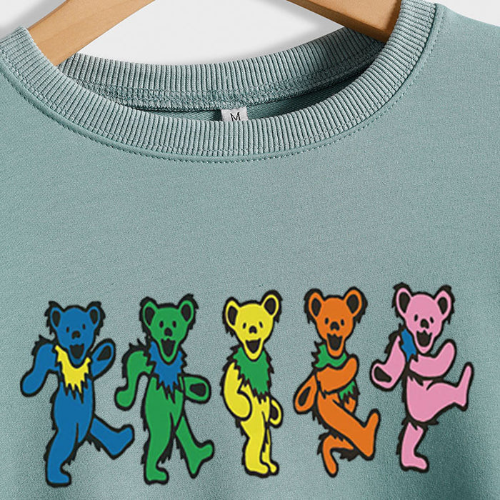 Women's Cute Bear Print Round Neck Loose Autumn and Winter Long-sleeved Sweater Women