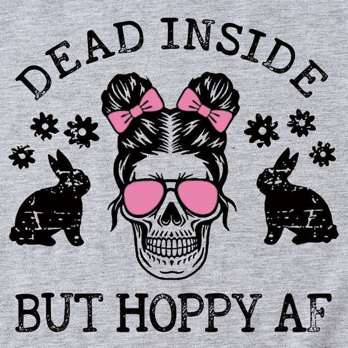 Women's Dead Inside Skull Pattern Summer Crewneck Short Sleeve T-shirt