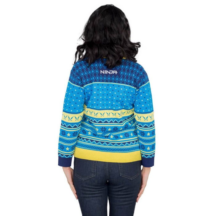 Ninja Blue and Yellow Ninja Logo Christmas Pattern Ugly Sweater 13