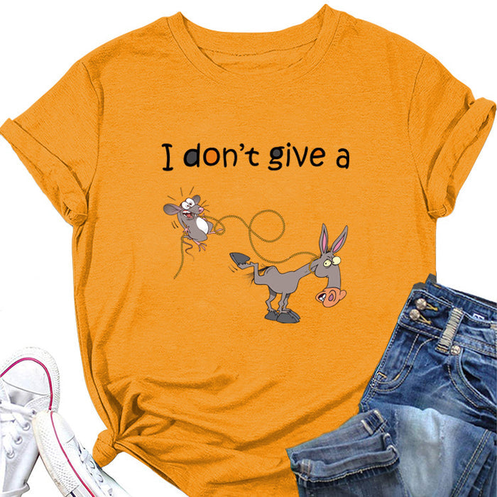 Women's I Don't Give A Funny Pattern Casual Short Sleeve