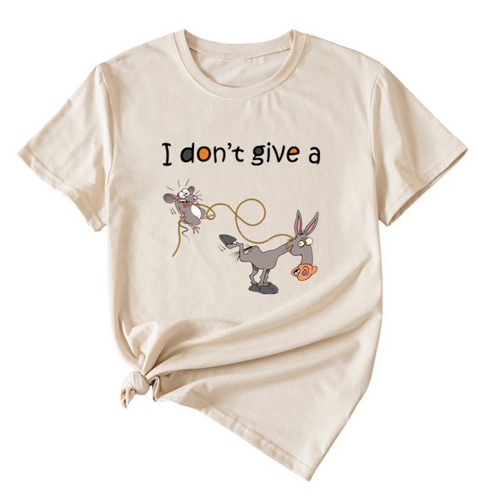 Women's I Don't Give A Funny Pattern Casual Short Sleeve