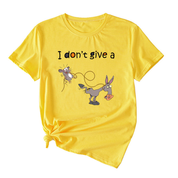 Women's I Don't Give A Funny Pattern Casual Short Sleeve
