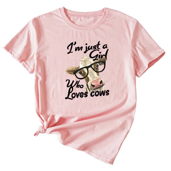 Womens Im Just A Girl Fun Pattern Casual Short-sleeved T-shirt