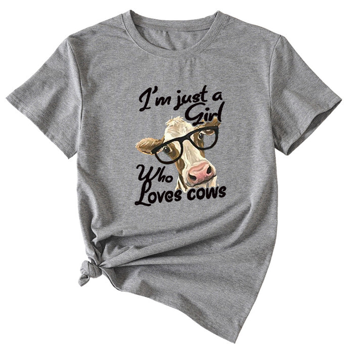 Womens Im Just A Girl Fun Pattern Casual Short-sleeved T-shirt