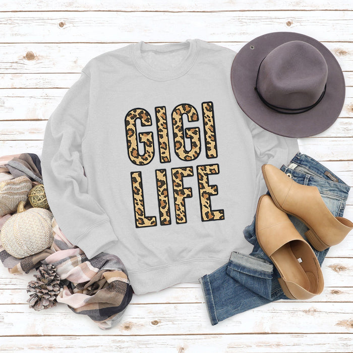Women's Tops GIGI LIFE Leopard Print Letters Casual Sweatshirt