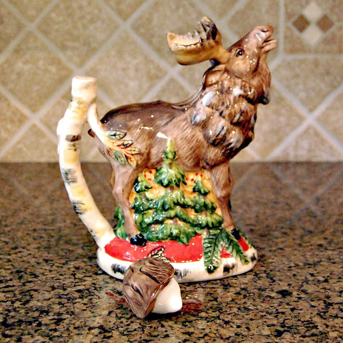 Woodland Moose Teapot Collectible Decorative Home Decor Blue Sky Clayworks