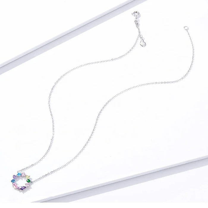 Wreath Necklace for Girl 925 Sterling Silver Jewelry Colorful AAA CZ Jewelry Original Design Gift for Women