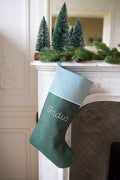 Xmas stocking - Green linen