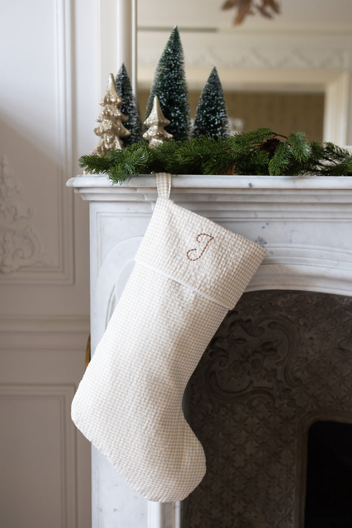 Xmas stocking - Vichy beige