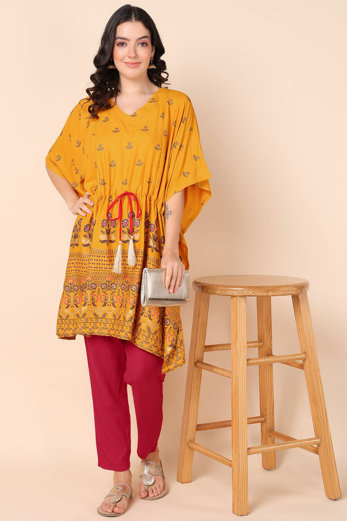 Pregnancy Yellow Pregnancy Maternity Kaftan Set (Top & Bottom)