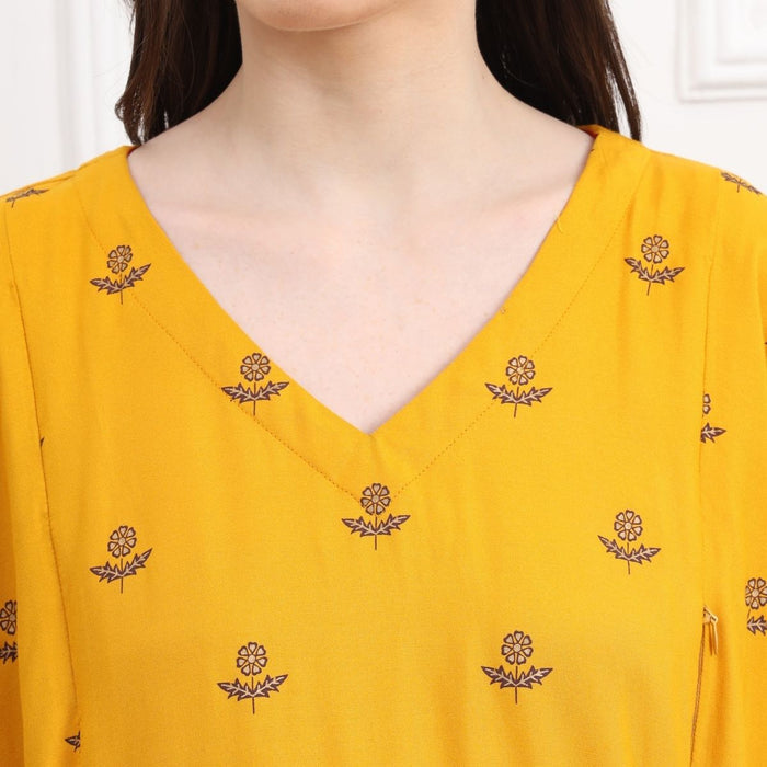 Maternity Pregnancy Yellow Pregnancy Maternity Kaftan Set (Top & Bottom)