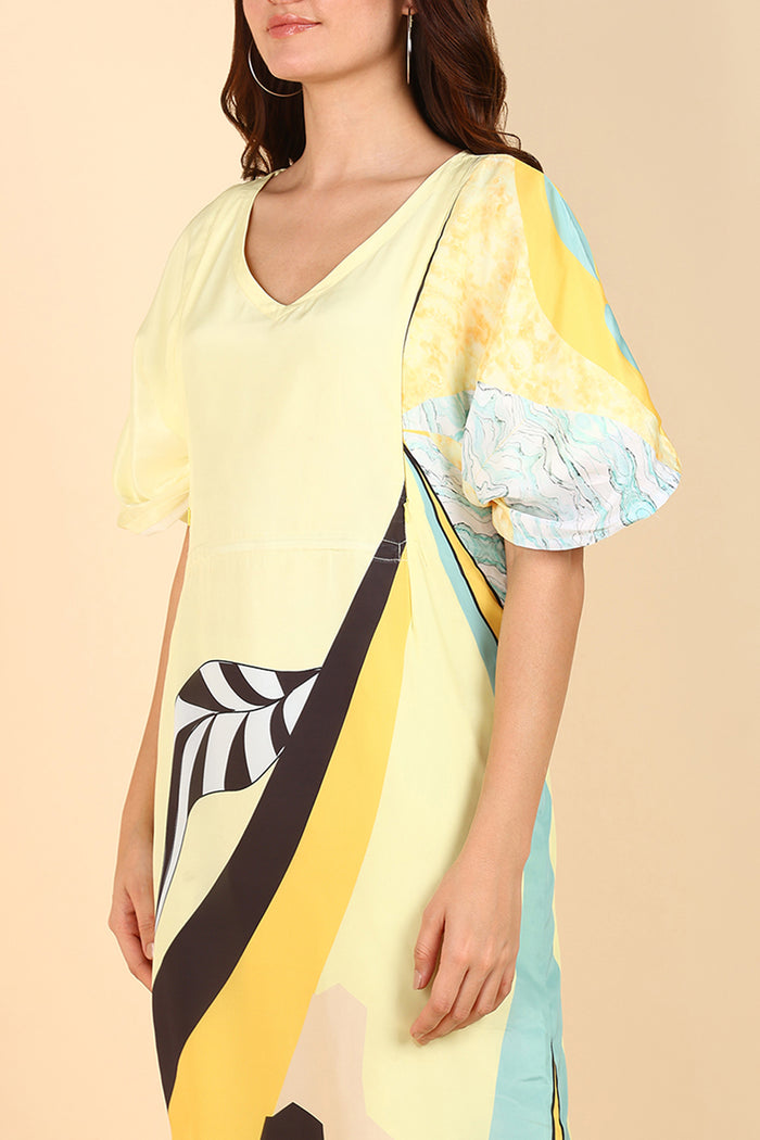 Maternity Yellow Printed Maternity Feeding Kaftan
