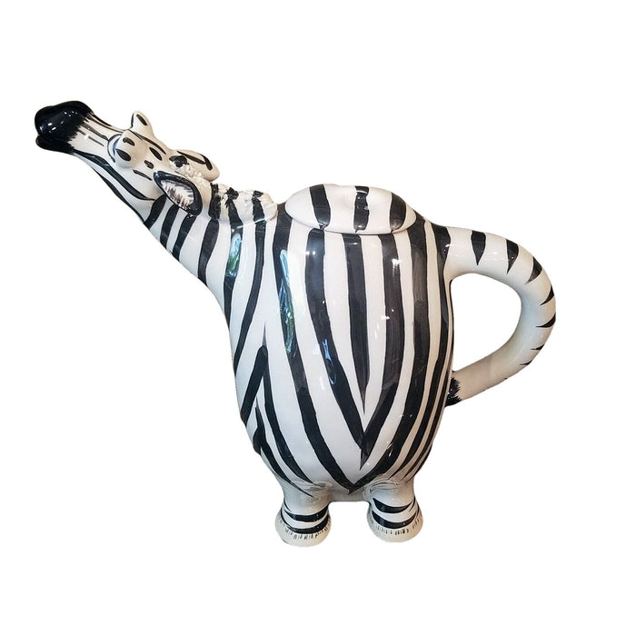 Zebra Teapot Decorative Animal Ceramic Decor Tea Pot Blue Sky Lynda Corneille