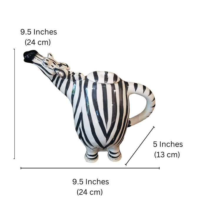 Zebra Teapot Decorative Animal Ceramic Decor Tea Pot Blue Sky Lynda Corneille