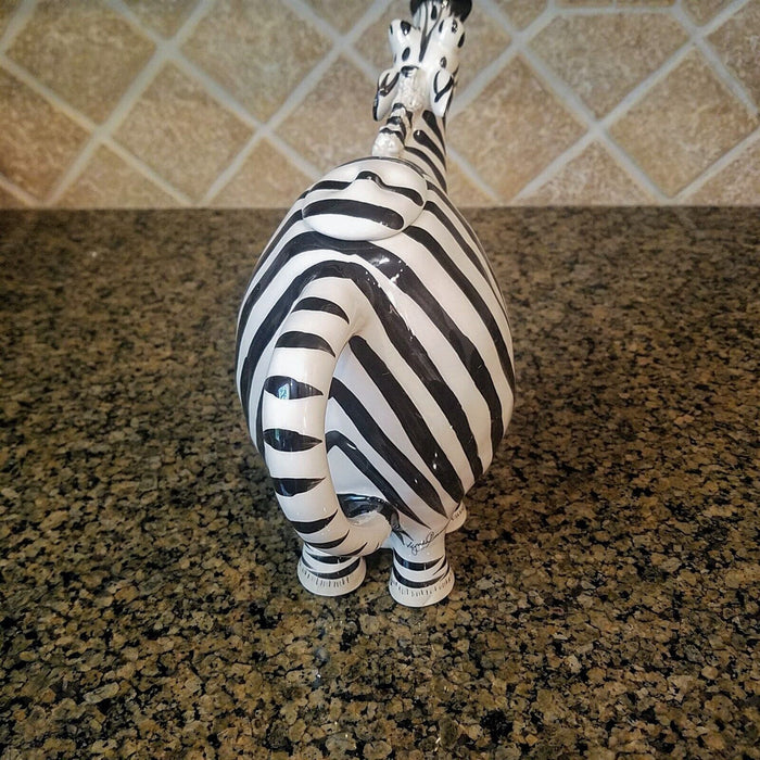Zebra Teapot Decorative Animal Ceramic Decor Tea Pot Blue Sky Lynda Corneille
